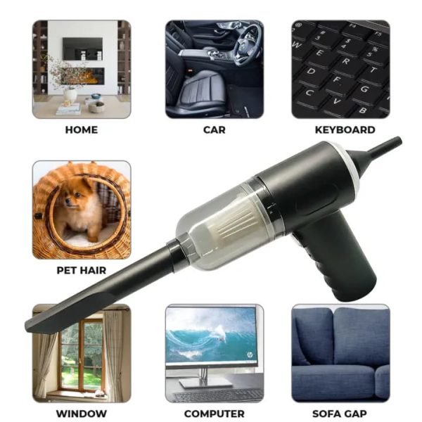 3-in-1 Portable Vacuum | Wireless Handheld Cleaner, Duster & Air Pump for Home & Car!