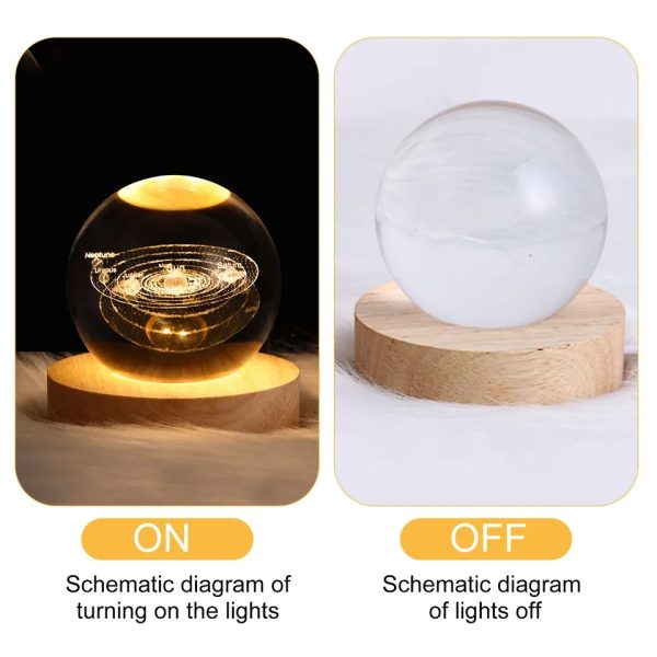 3D Galaxy Crystal Ball Night Light | Solar System Magic on a Wooden Base – Perfect Gift for Kids!