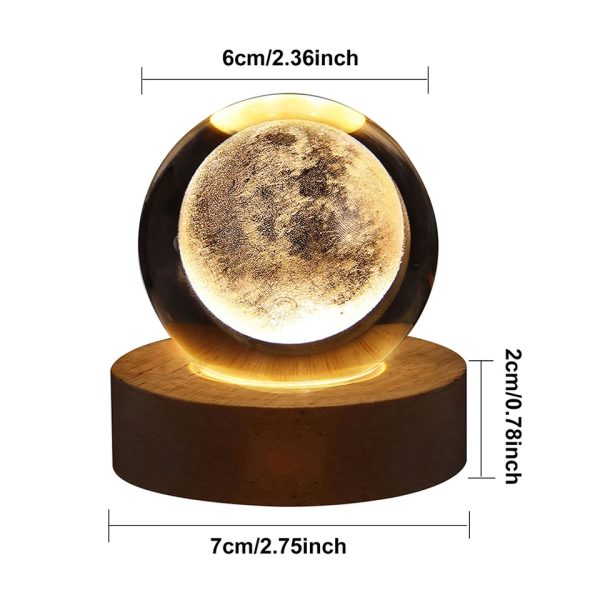 3D Galaxy Crystal Ball Night Light | Solar System Magic on a Wooden Base – Perfect Gift for Kids!