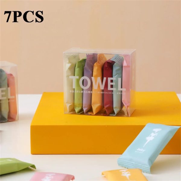 7 Pcs Portable Compressed Towel Tablets | Convenient, Disposable, and Ready Anytime!