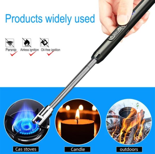 USB Rechargeable Arc Lighter: Flameless, Windproof, 360° Rotation with LED Display & Safety Switch – Random Colors!