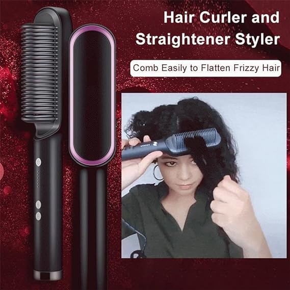 2-in-1 Hair Straightening & Curling Comb | Salon-Quality Styling Without Damage!