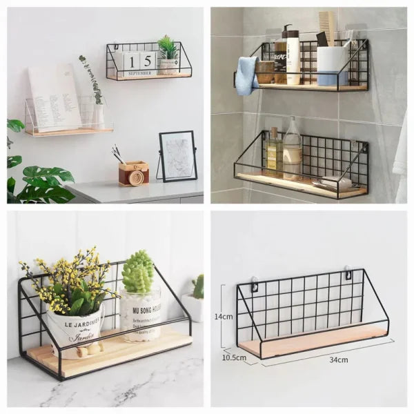 Large Wall-Mounted Metal & Wood Rack | Stylish Storage with a Rustic Touch!