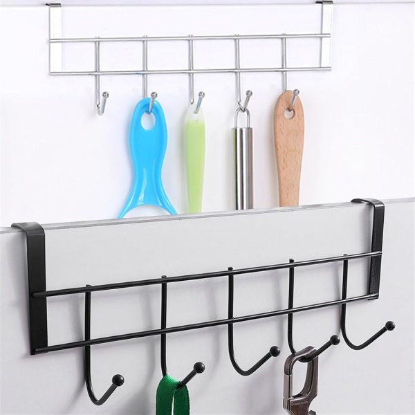 Black Metal 5-Hook Cabinet Hanger | Sleek, Space-Saving Organization!