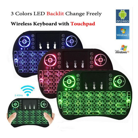 Mini Wireless Touchpad | RF 500, 3-Color Backlit Keyboard & Mouse Combo!