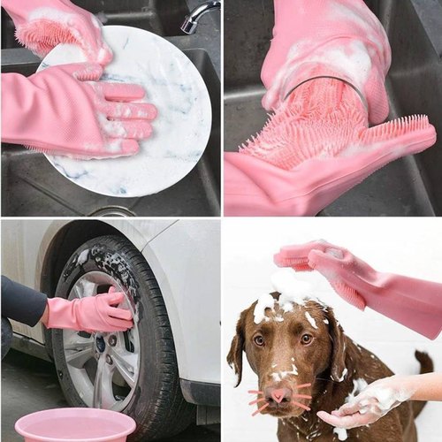 Silicone Full-Finger Washing Gloves | Perfect for Home & Kitchen Cleaning!