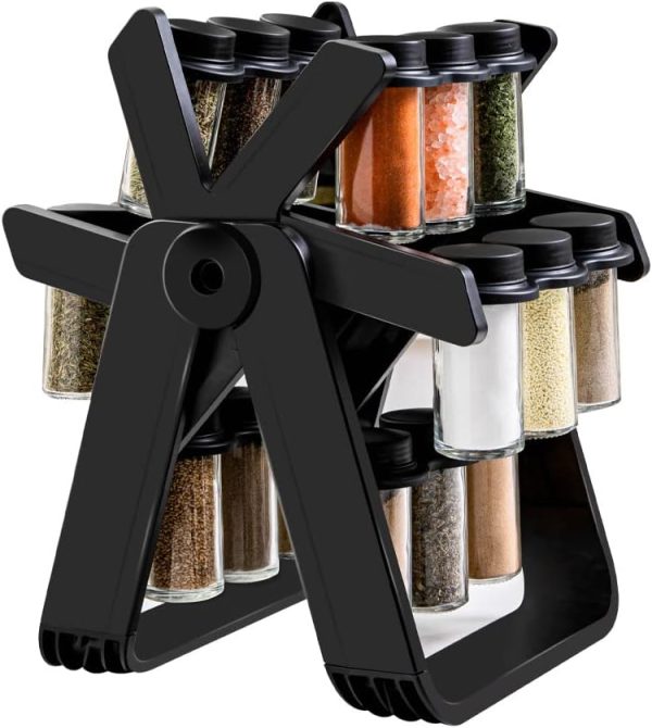 Revolving Spice Rack with 18 Jars – Sleek Kitchen Storage for Easy Access!